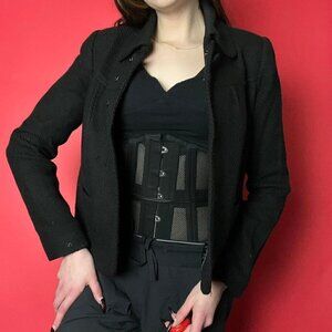 Thick heavy wool blazer jacket with dark silver  hardware​​​​​​​​​​​​​